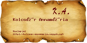 Kolcsár Annamária névjegykártya