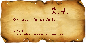 Kolcsár Annamária névjegykártya