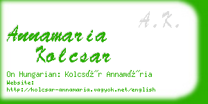 annamaria kolcsar business card